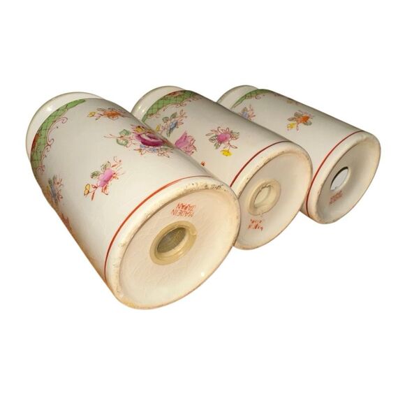 Antique Handpainted Japanese Spice Jar Set: Floral Design Salt, Pepper, Flour - Picture 2 of 8